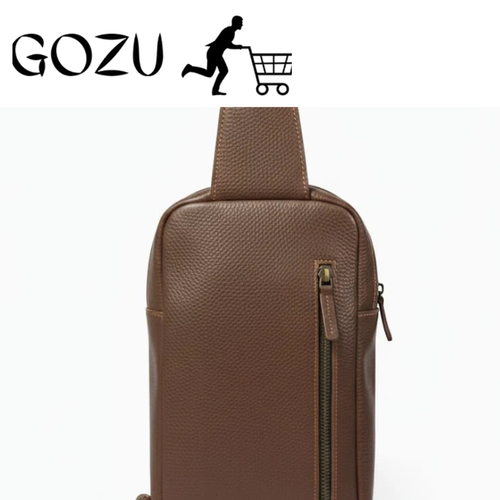 Guzo Dark Brown Textured Full-Grain Leather Sling Bag
