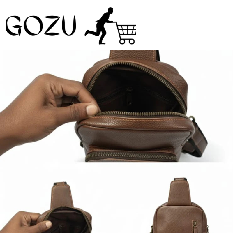 Guzo Dark Brown Textured Full-Grain Leather Sling Bag