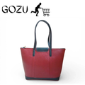 Guzo Red & Black Full-Grain Leather Tote Handbag for Women
