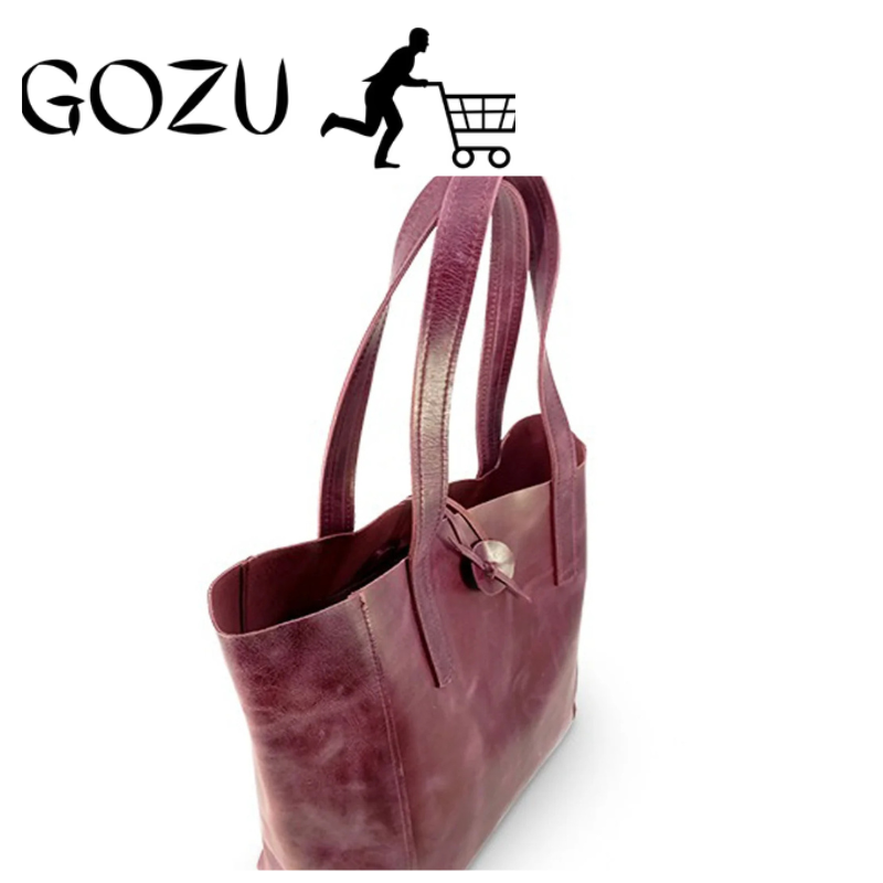 Guzo Purple Full-Grain Leather Tote Bag for Women