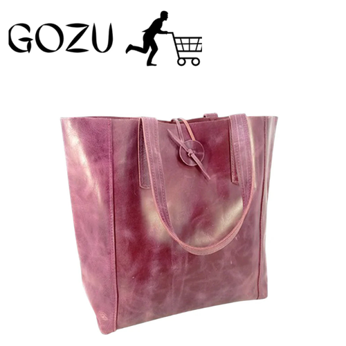 Guzo Purple Full-Grain Leather Tote Bag for Women