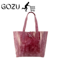 Guzo Purple Full-Grain Leather Tote Bag for Women