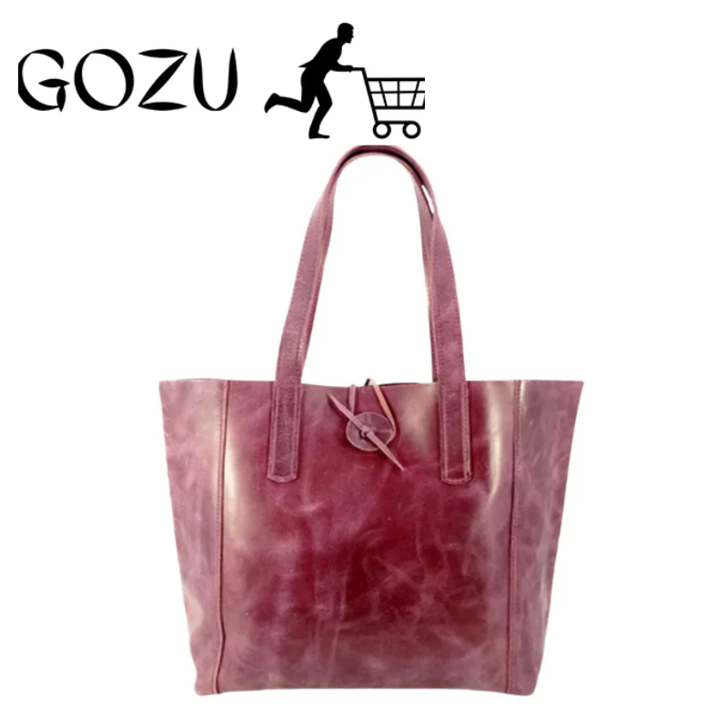Guzo Purple Full-Grain Leather Tote Bag for Women