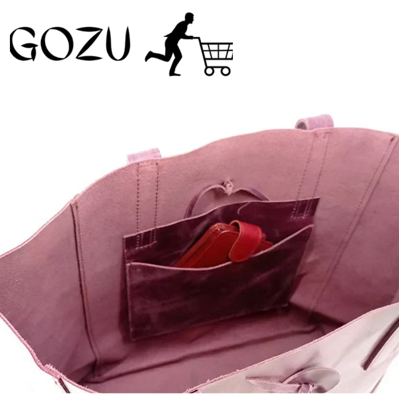 Guzo Purple Full-Grain Leather Tote Bag for Women
