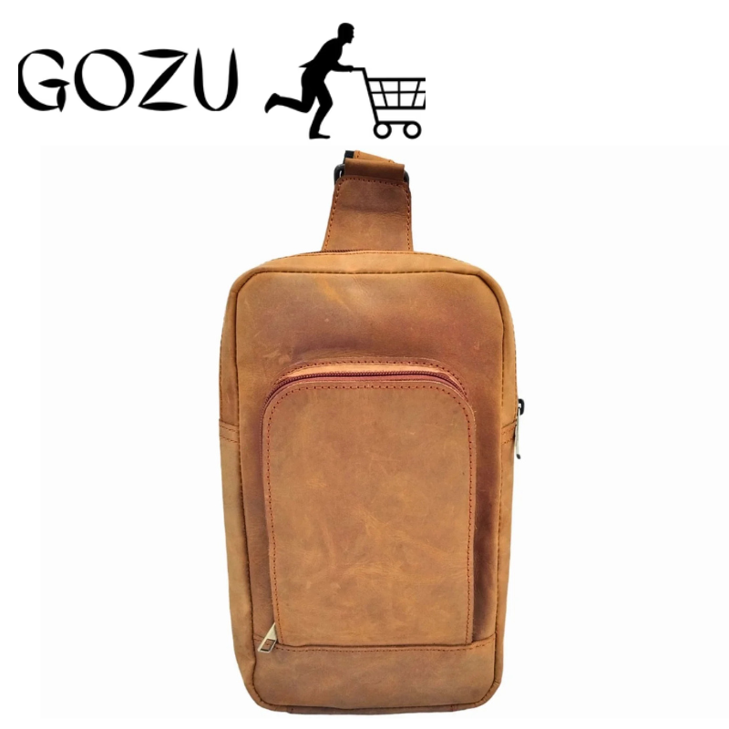 Guzo Mustard Crazy Horse Leather Sling Bag