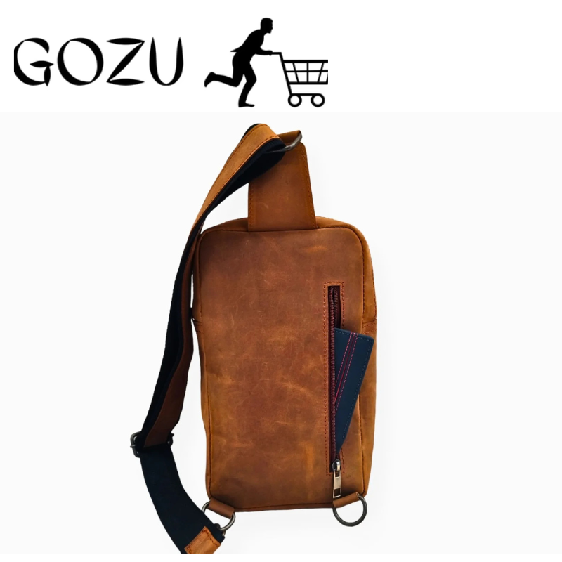 Guzo Mustard Crazy Horse Leather Sling Bag