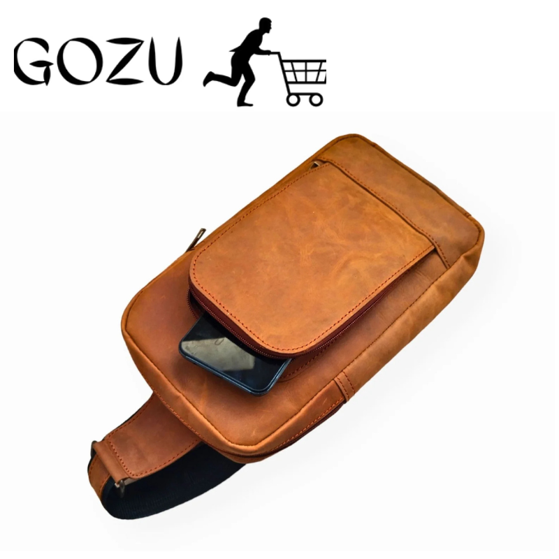 Guzo Mustard Crazy Horse Leather Sling Bag