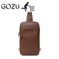 Guzo Dark Brown Textured Full-Grain Leather Sling Bag