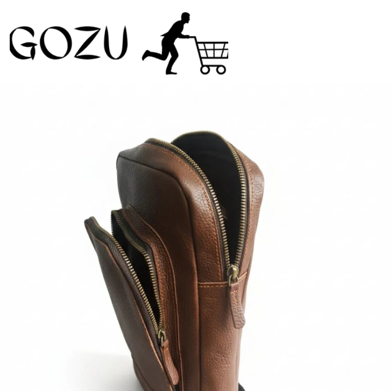 Guzo Dark Brown Textured Full-Grain Leather Sling Bag